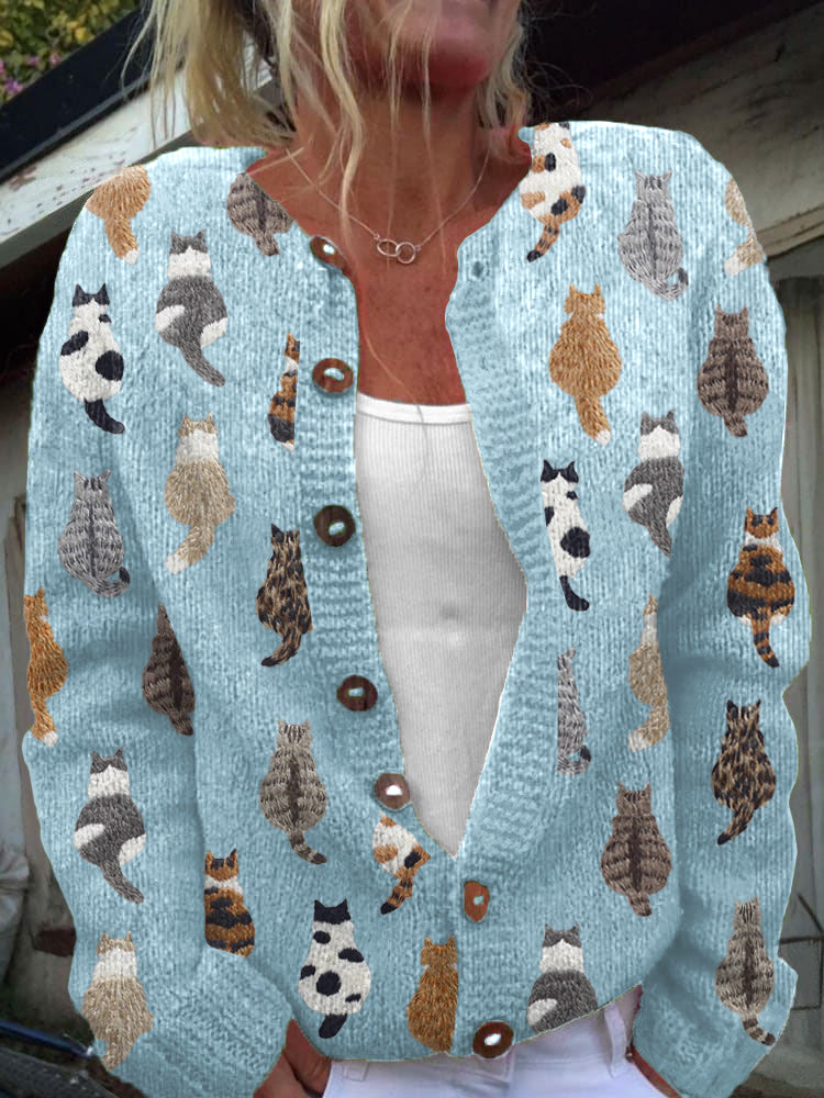 Bellucio | Cardigan con Stampa di Gatti