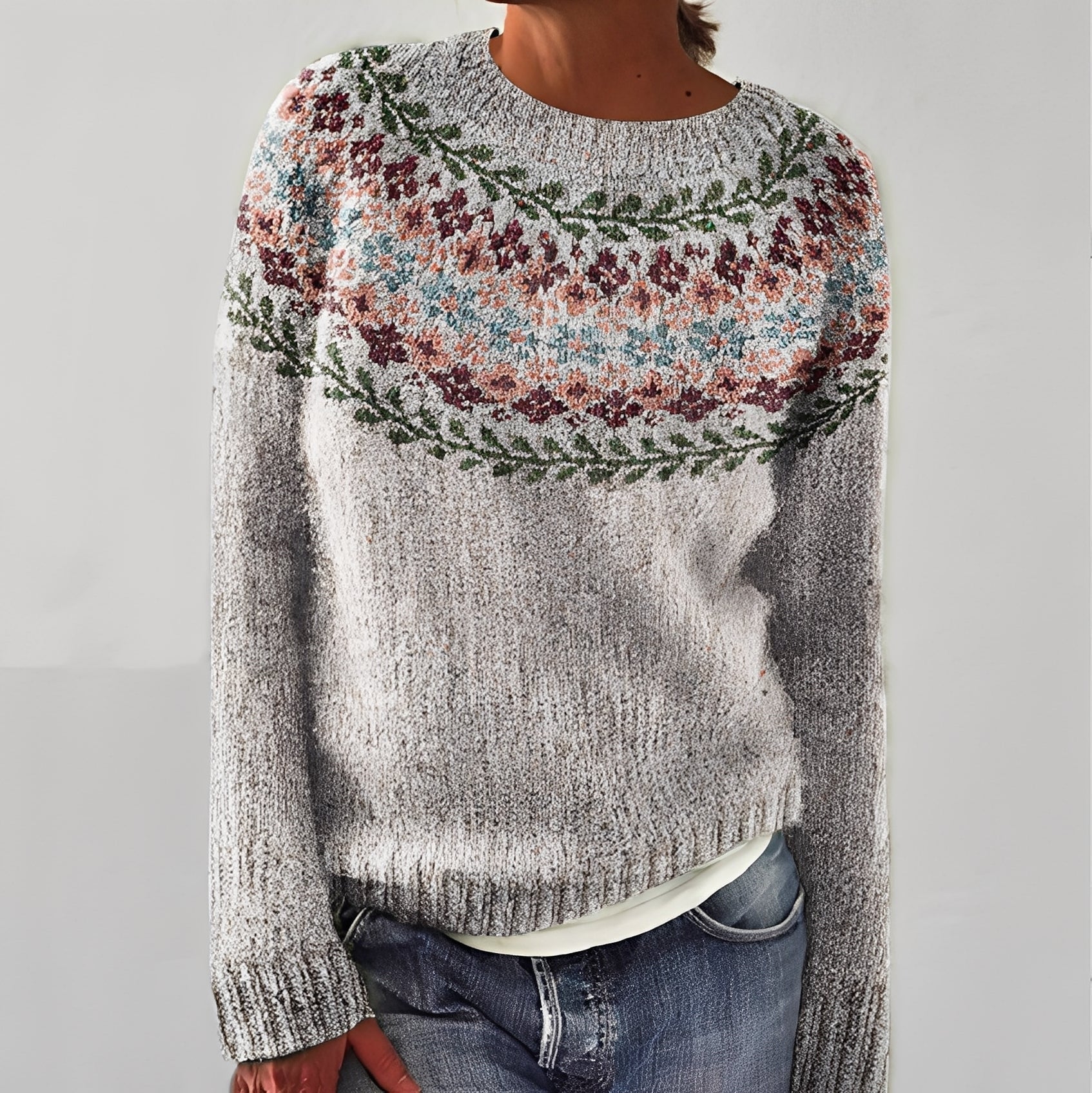 Heather - Classico Maglione a Maglia con Motivo per Donne
