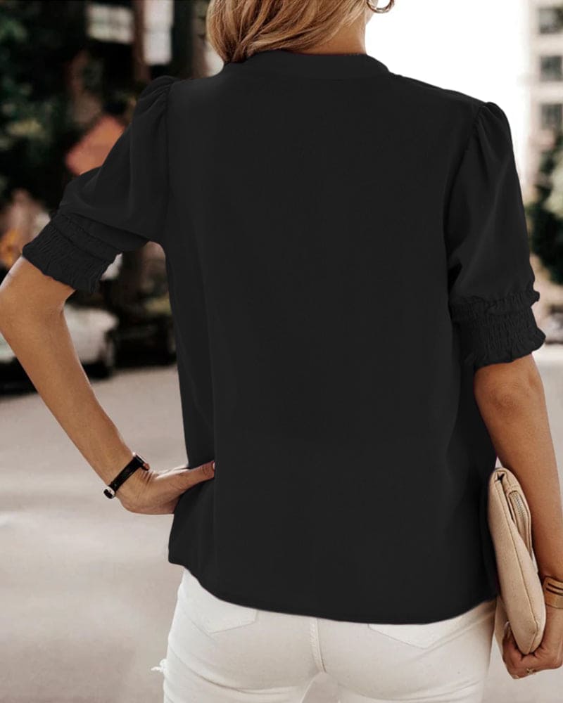 Sophia – Blusa con Scollo a V e Maniche Corte