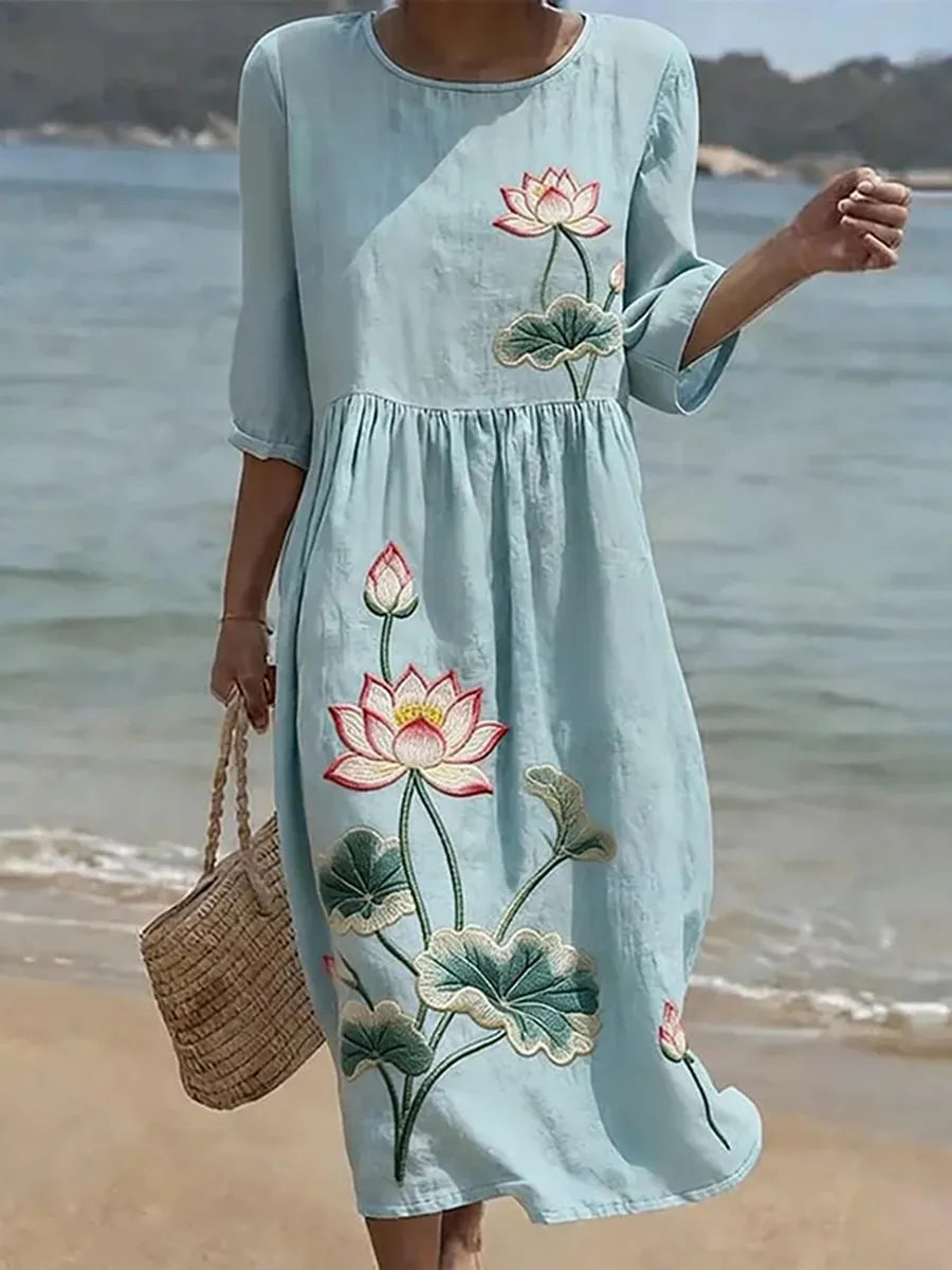 Alina | Vestito Midi Lotus Flow
