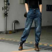 Kristal - Jeans di cotone con tasche multiple per donne