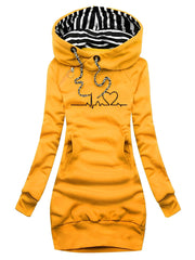 Roxanne - Abito in maglia casual stampato con cappuccio per donne