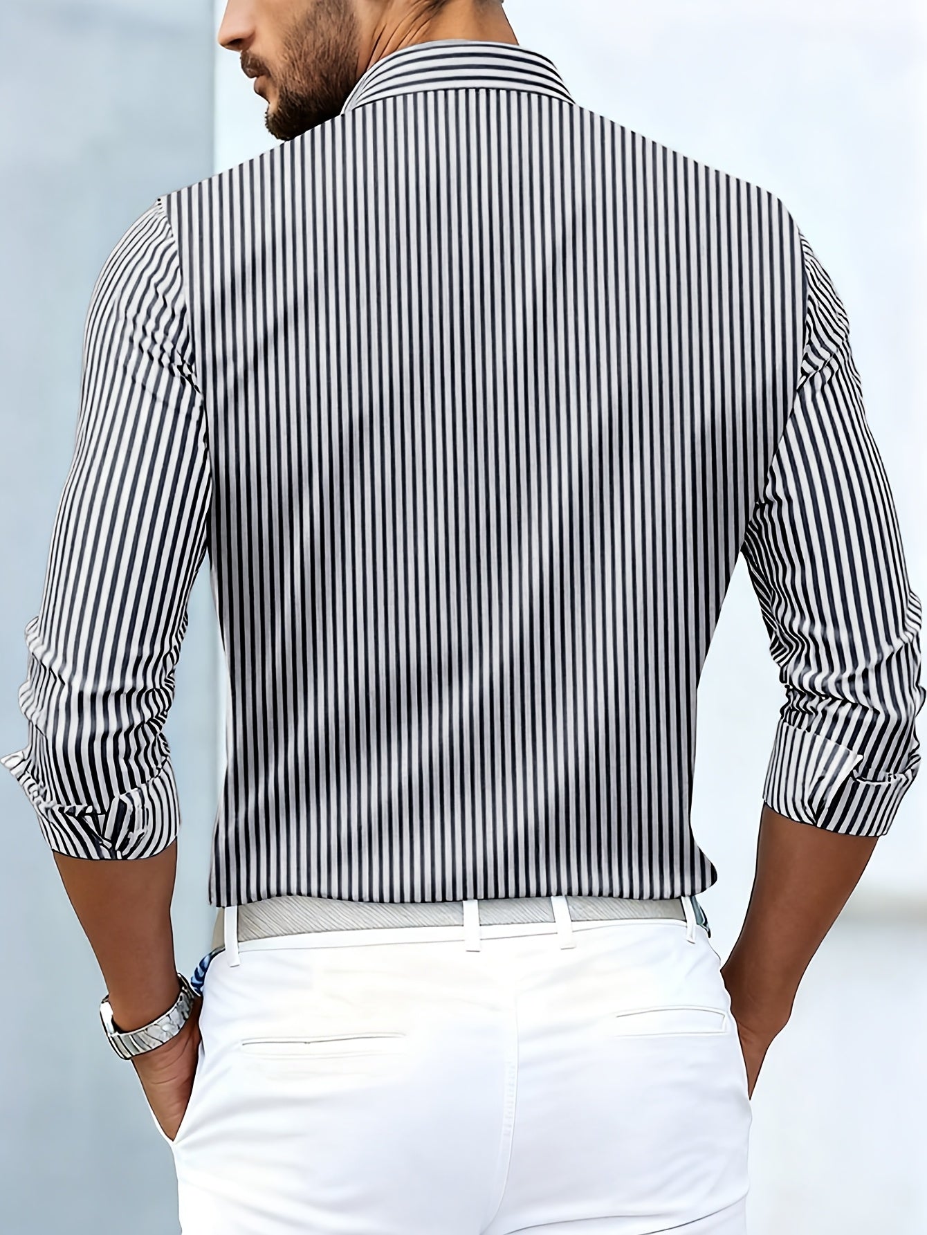 Bellucio™ | Camicia da uomo a righe vintage a maniche lunghe