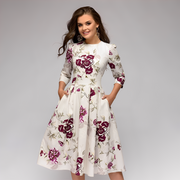 Elisabeth - Elegante abito a maniche lunghe con motivo floreale per donne