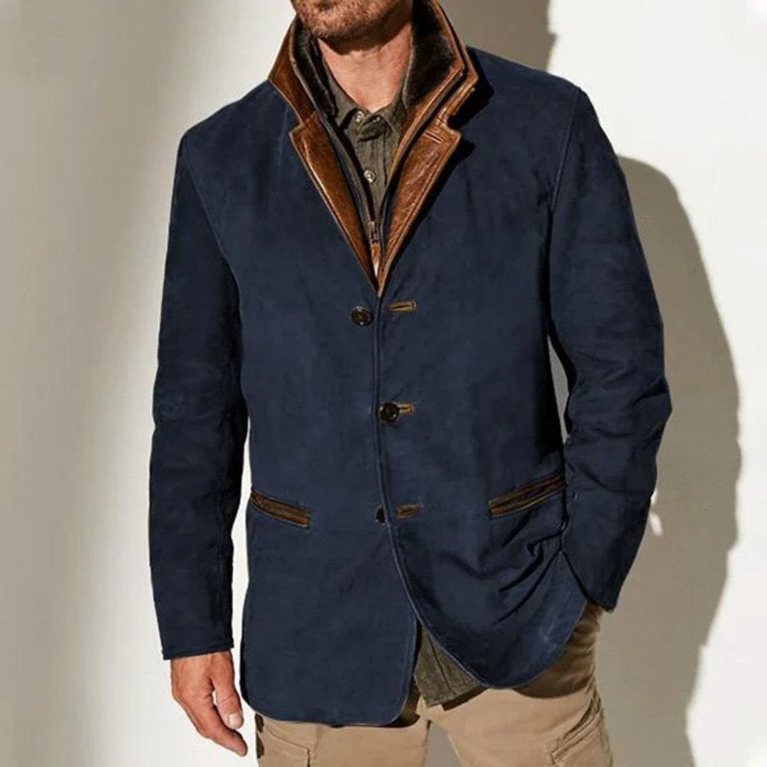 Victor | Giacca vintage in suede con dettagli in pelle