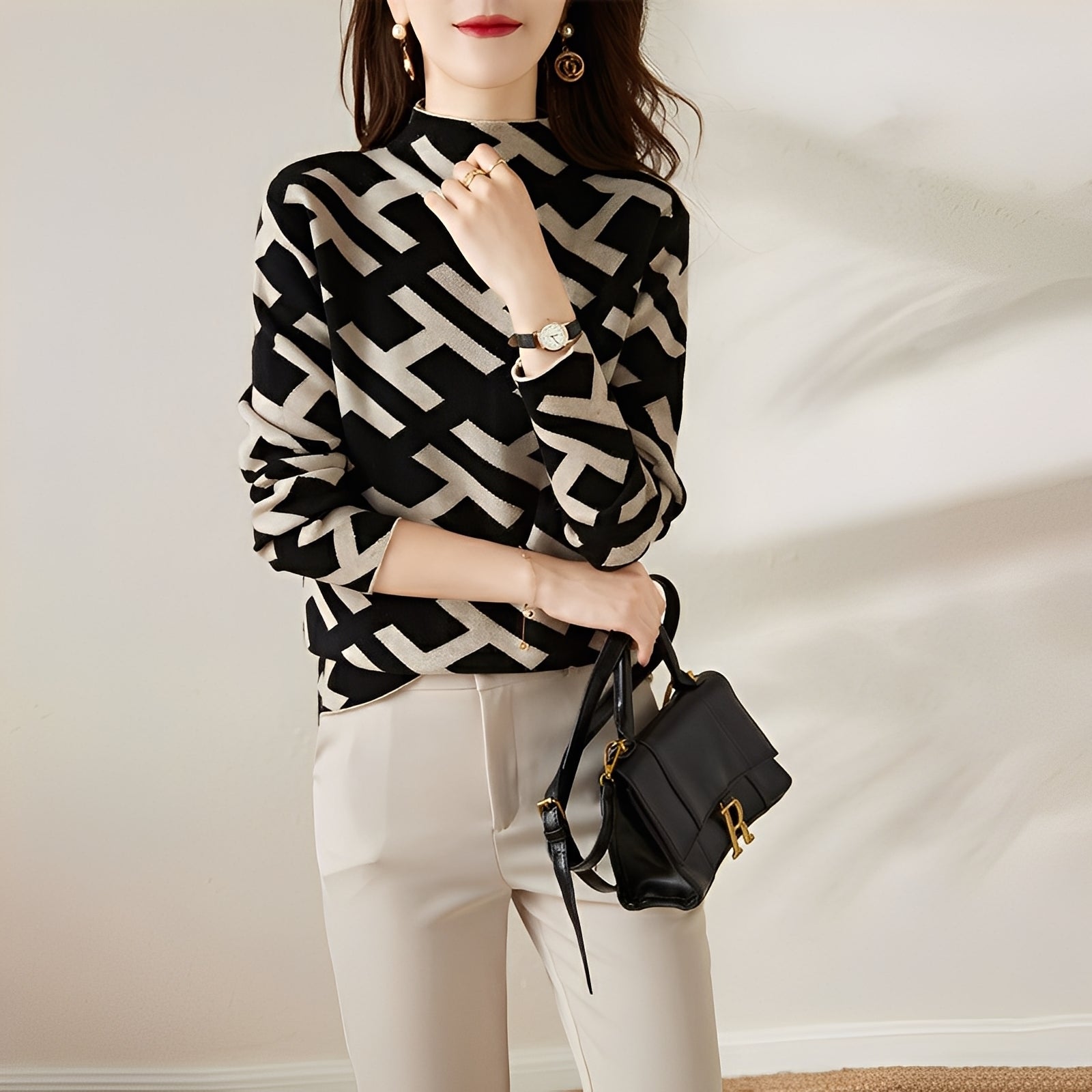 Eleanor - Maglia a maniche lunghe con stampa elegante per donne