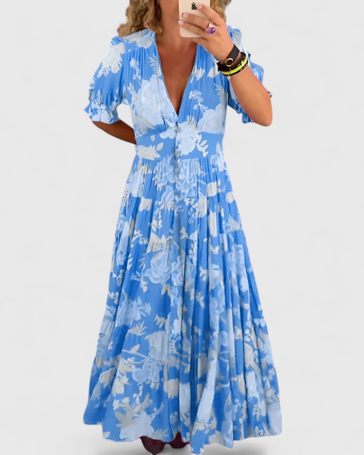 Bellucio™ |  Vestito floreale con scollo a V