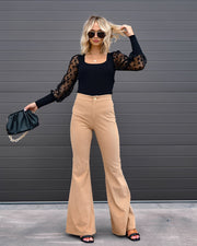 Deziree - Pantaloni a zampa casual a vita alta per donne
