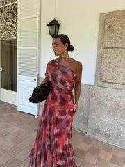 Bellucio™ | Abito lungo off-shoulder in acquerello