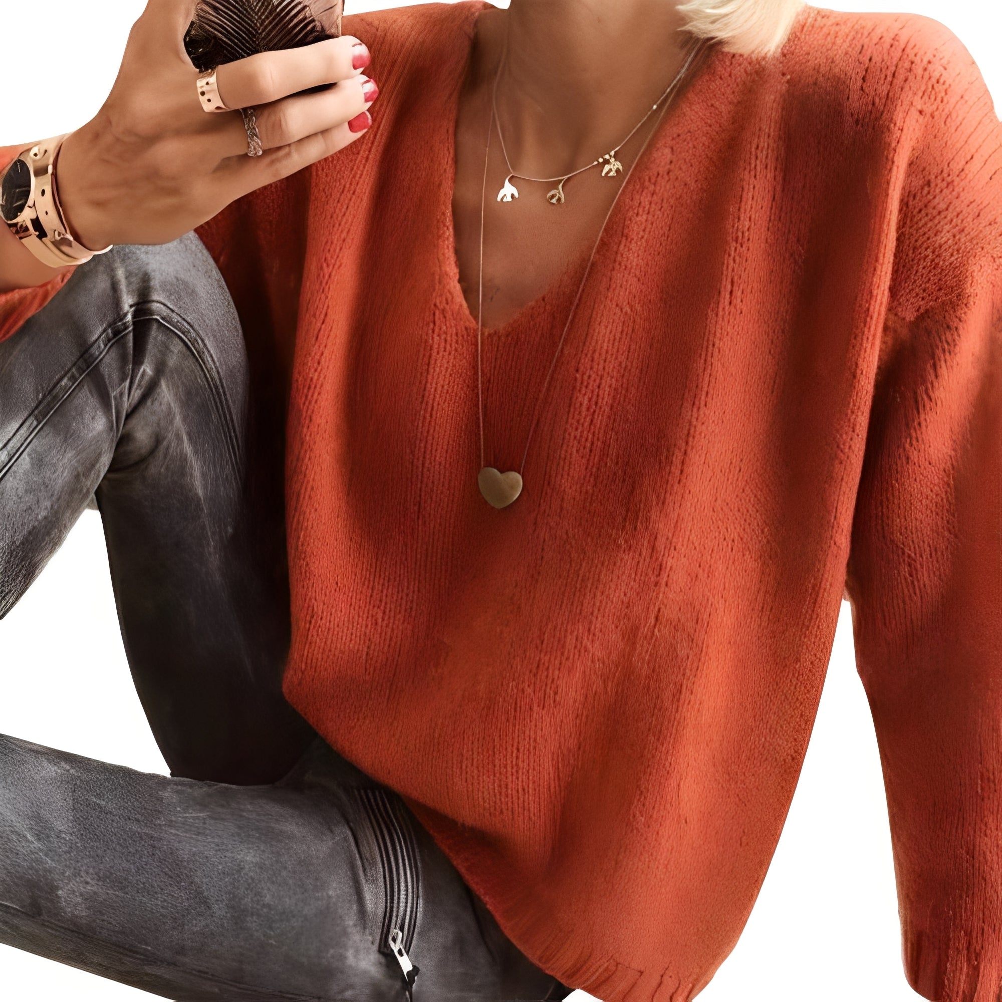 Dorris - Pullover casual e semplice con maniche lunghe per donne