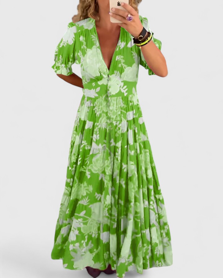 Bellucio™ |  Vestito floreale con scollo a V