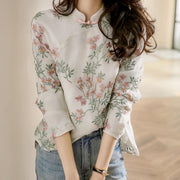 Charnette - Elegante camicia di lino ricamata per donne