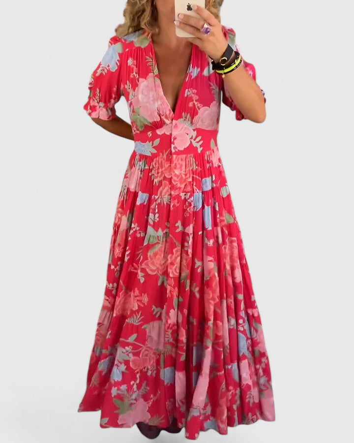 Bellucio™ |  Vestito floreale con scollo a V