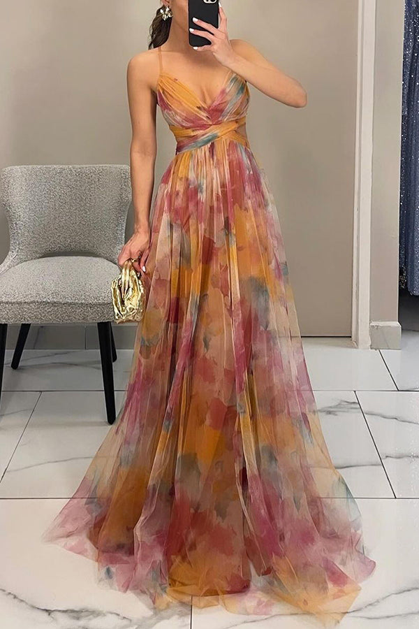 Gwendolyn - Elegante Abito Lungo con Stampa Floreale Donna