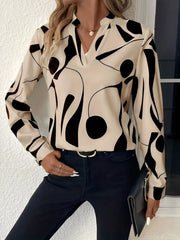Melville - Elegante camicetta a maniche lunghe con stampa per donne