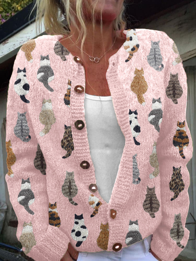 Bellucio | Cardigan con Stampa di Gatti