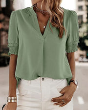 Sophia – Blusa con Scollo a V e Maniche Corte