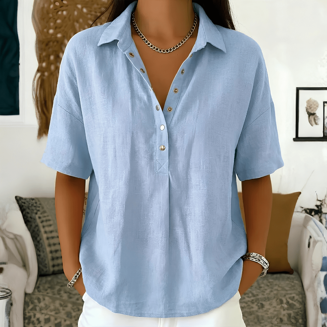 Bellucio™ | Blusa con colletto  1+1 GRATIS