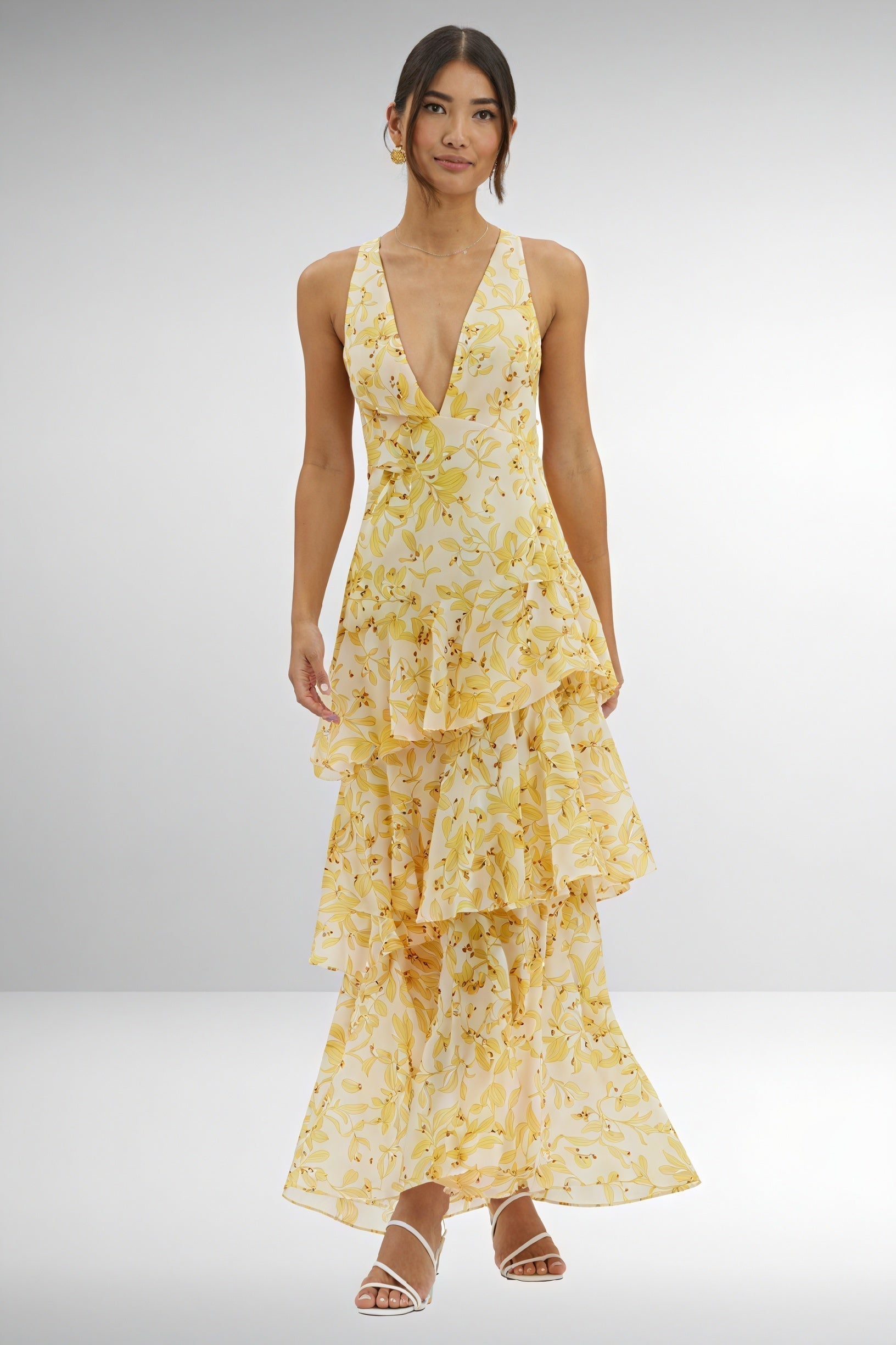 Bellucio™ | Vestito con Stampa Floreale e Scollatura Profonda
