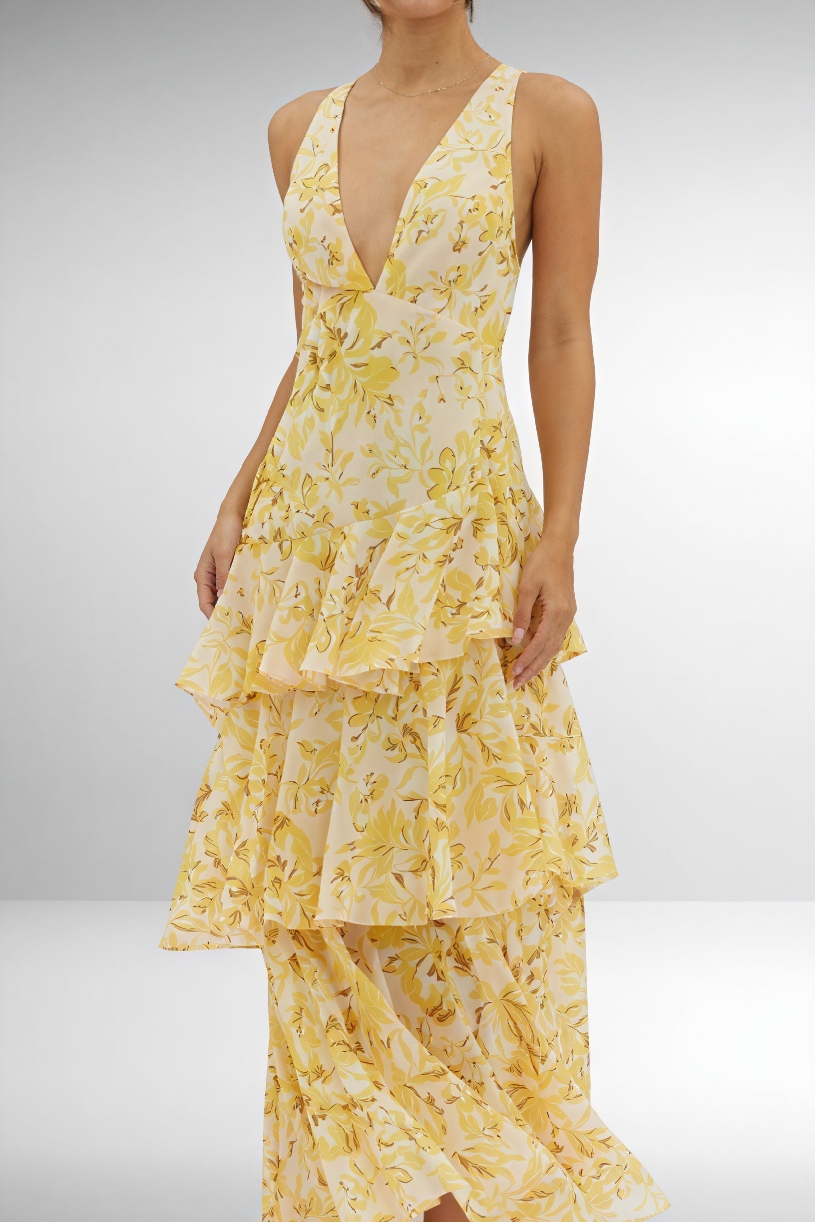 Bellucio™ | Vestito con Stampa Floreale e Scollatura Profonda