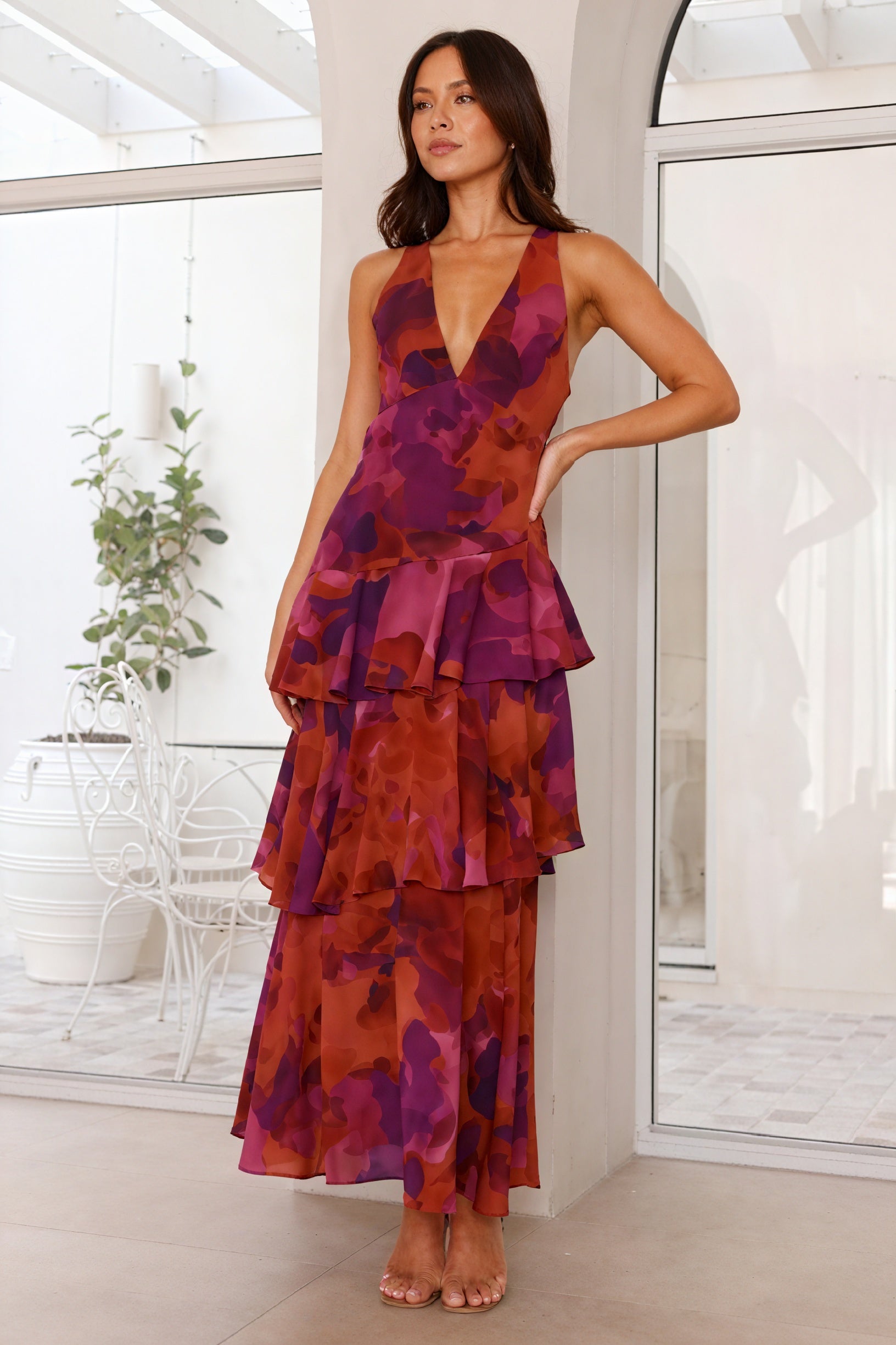 Bellucio™ | Vestito con Stampa Floreale e Scollatura Profonda