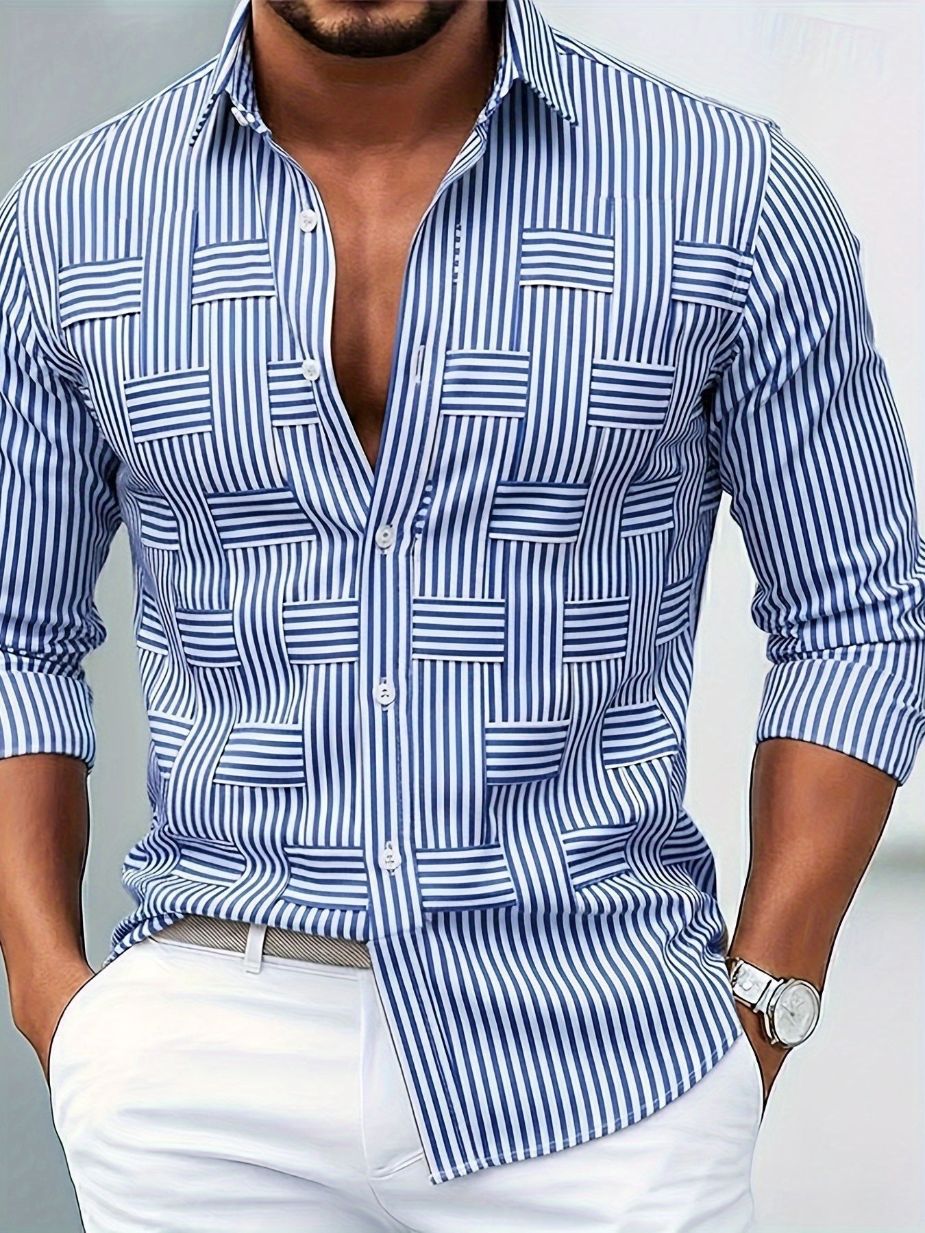 Bellucio™ | Camicia da uomo a righe vintage a maniche lunghe