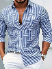 Bellucio™ | Camicia da uomo a righe vintage a maniche lunghe