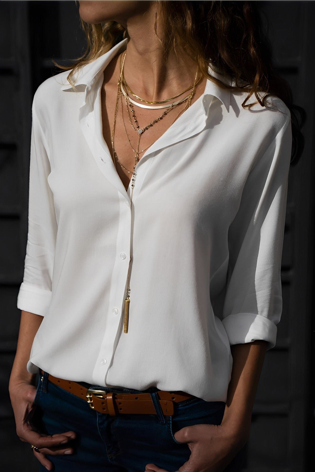 Modiva - Blusa Casual a Maniche Lunghe