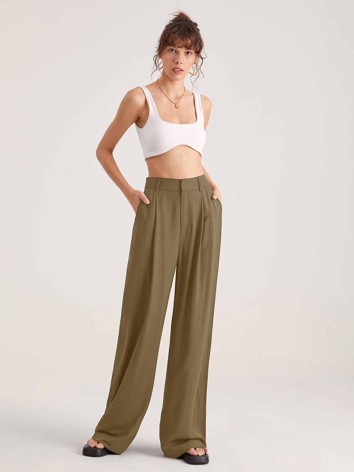 Nadia – Pantaloni a Faldini con Vita Alta