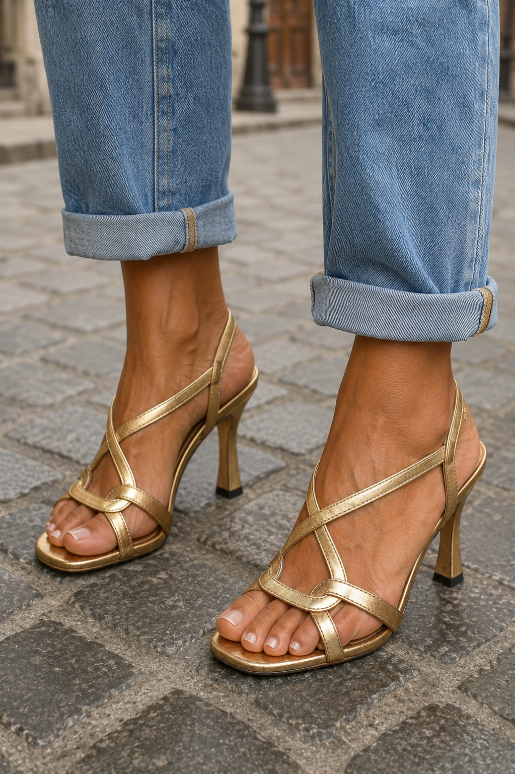 Bellucio™ | Sandali con Tacco Golden Summer Charm