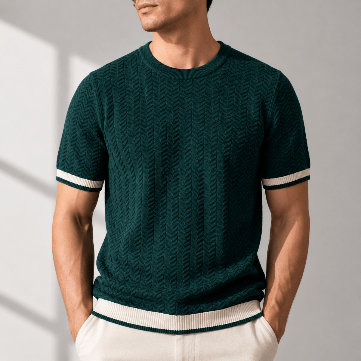 BELLUCIO™ | T-SHIRT IN MAGLIA TEXTURIZZATA PER UOMINI