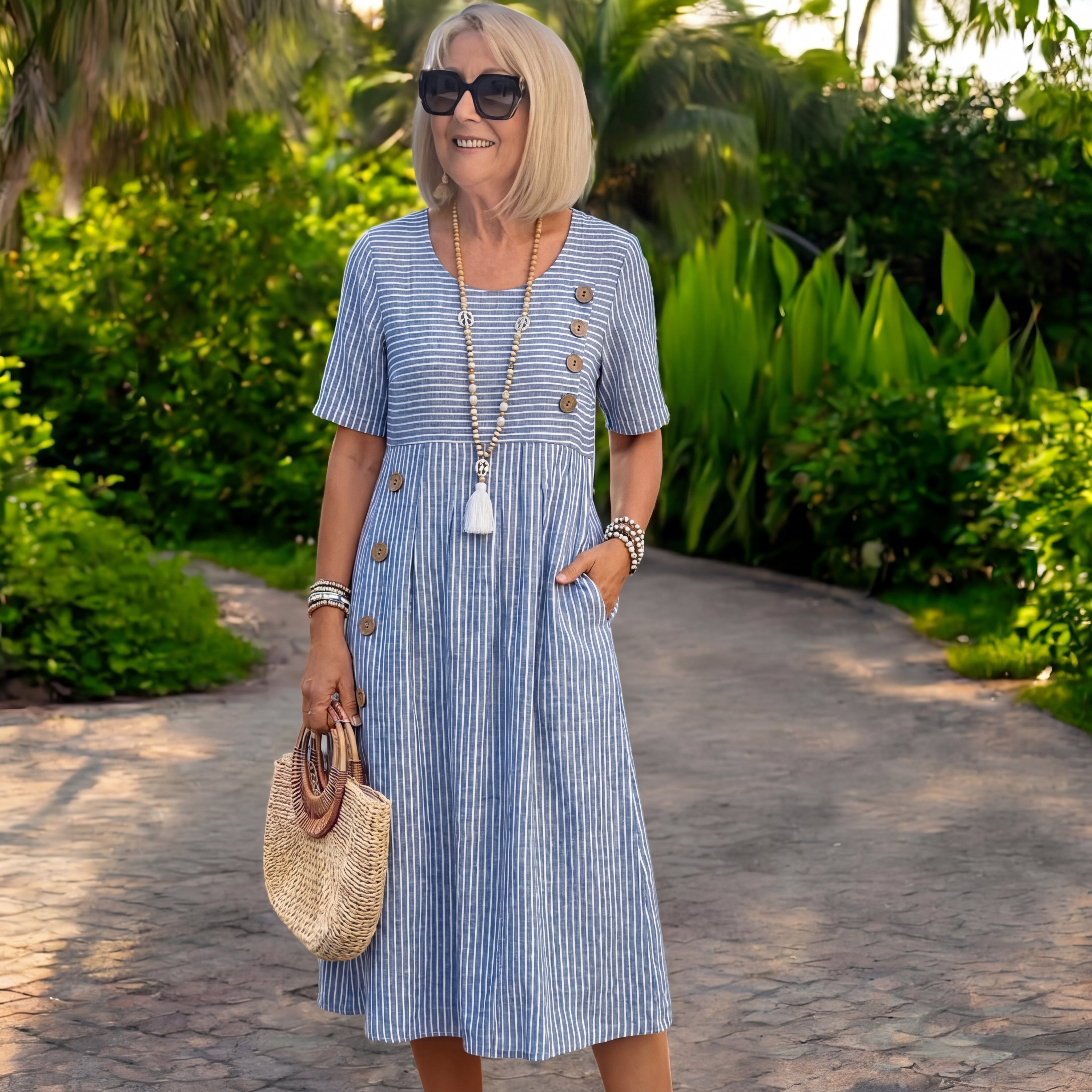 Bellucio™ | Vestito midi a righe