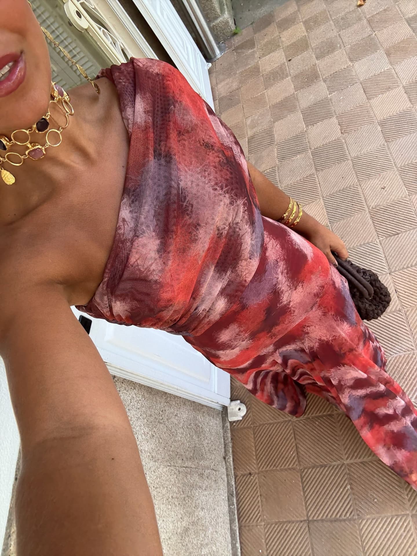 Bellucio™ | Abito lungo off-shoulder in acquerello
