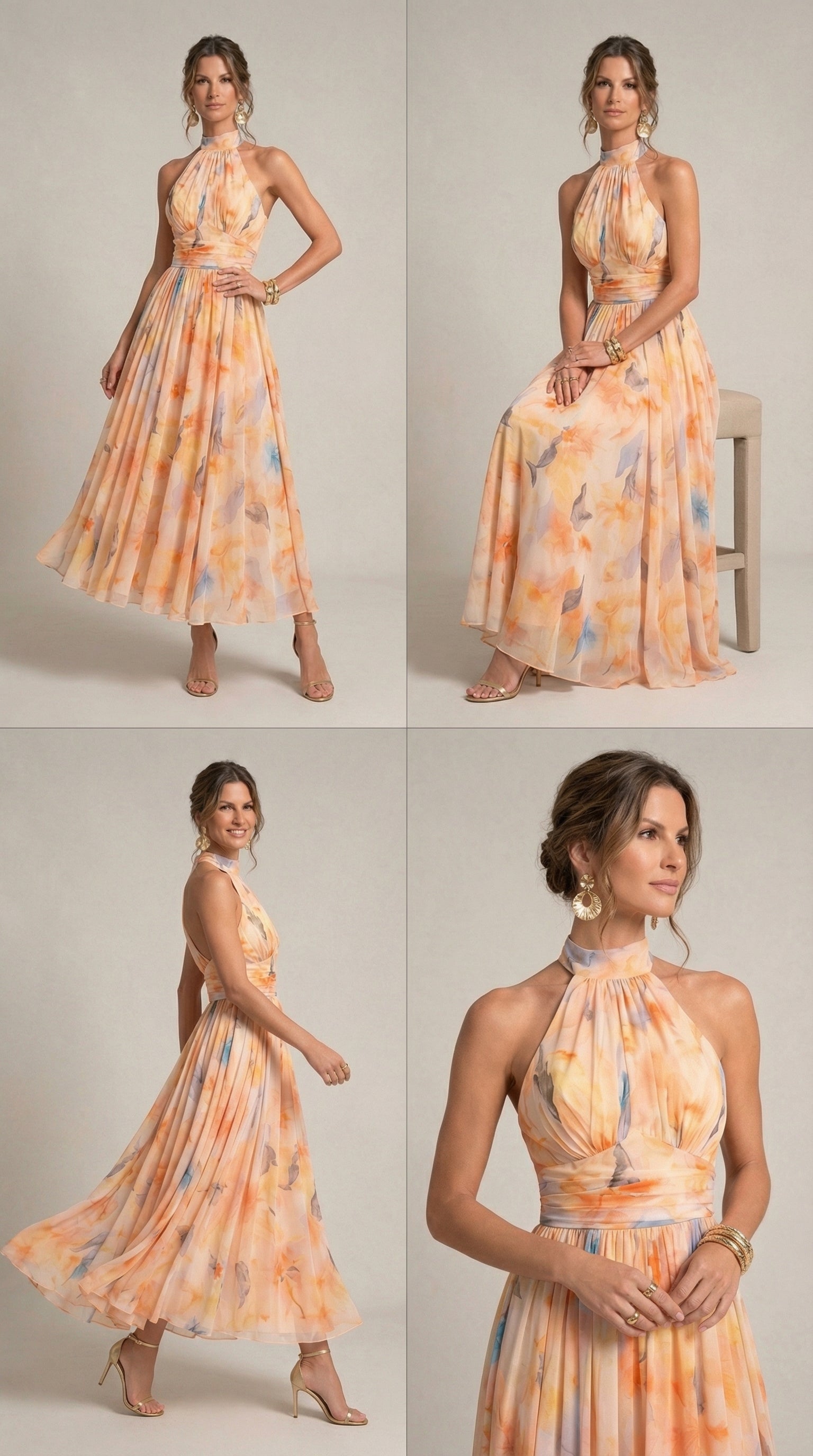Bellucio™ | Abito Halter con Stampa Acquerello