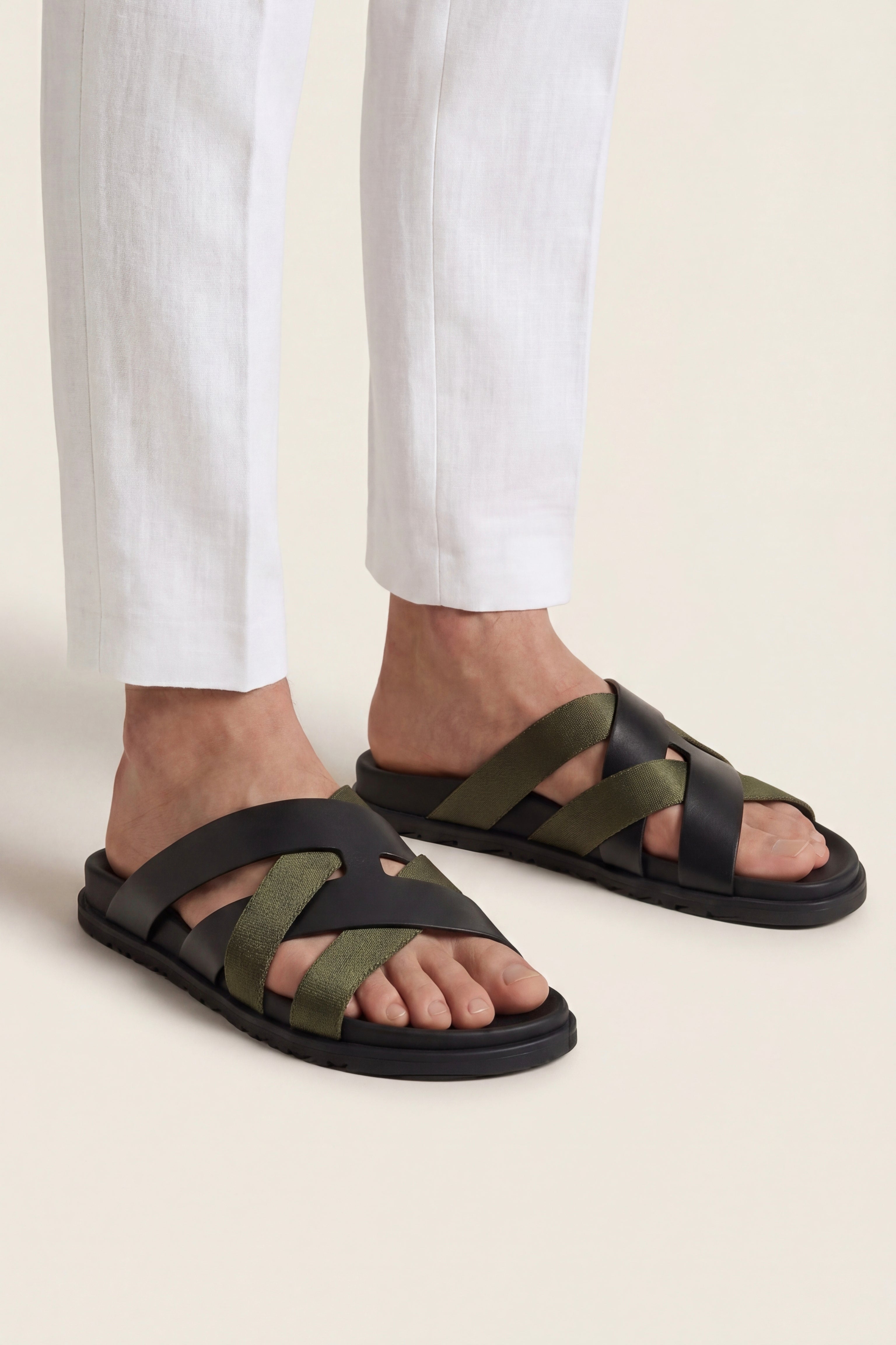 Bellucio™ | Sandalo Tuscana Nero/Verde Oliva