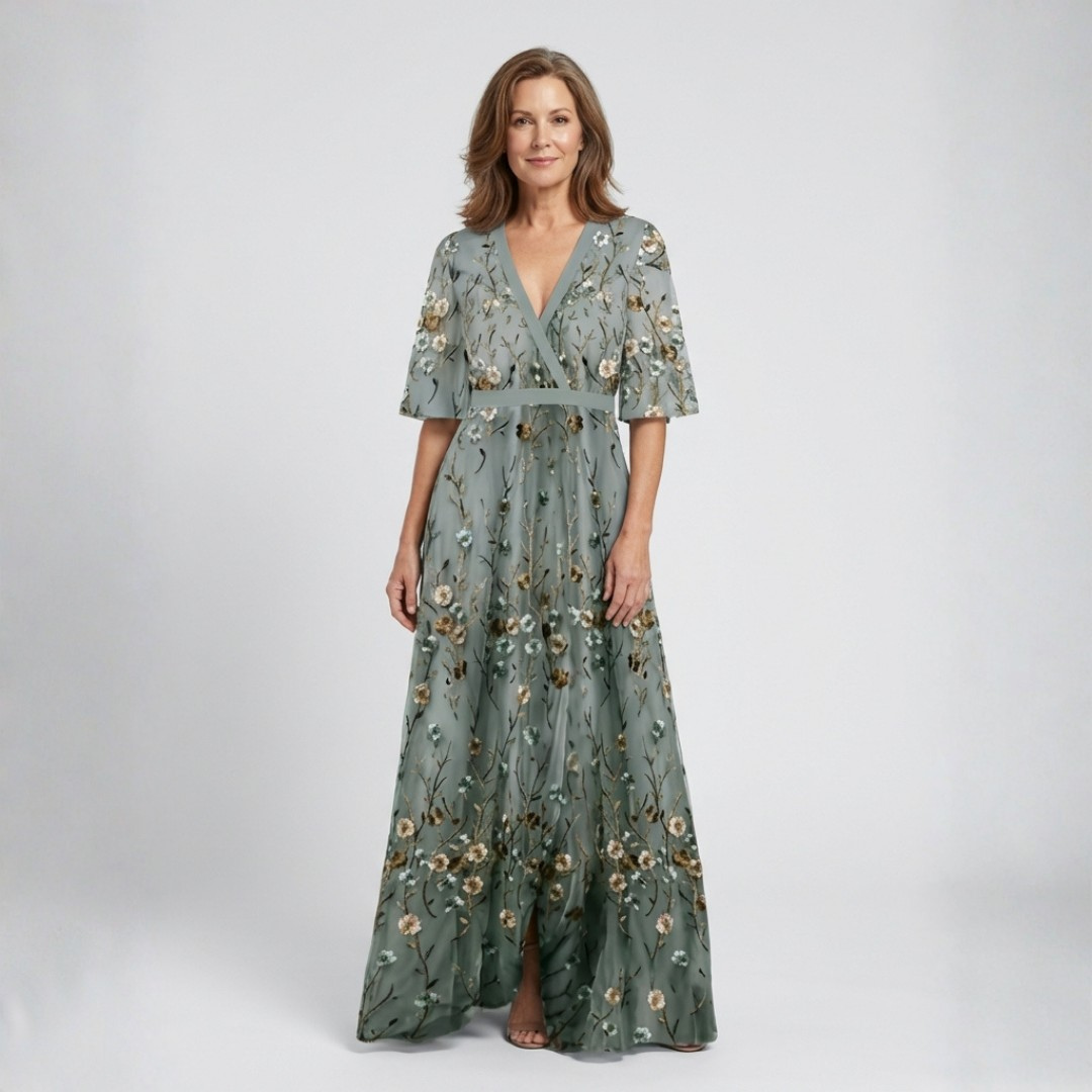 Bellucio™ | Vestito lungo di fiori con scollo a V