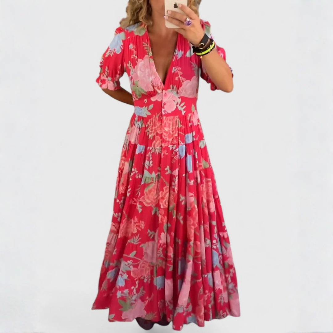 Bellucio™ |  Vestito floreale con scollo a V