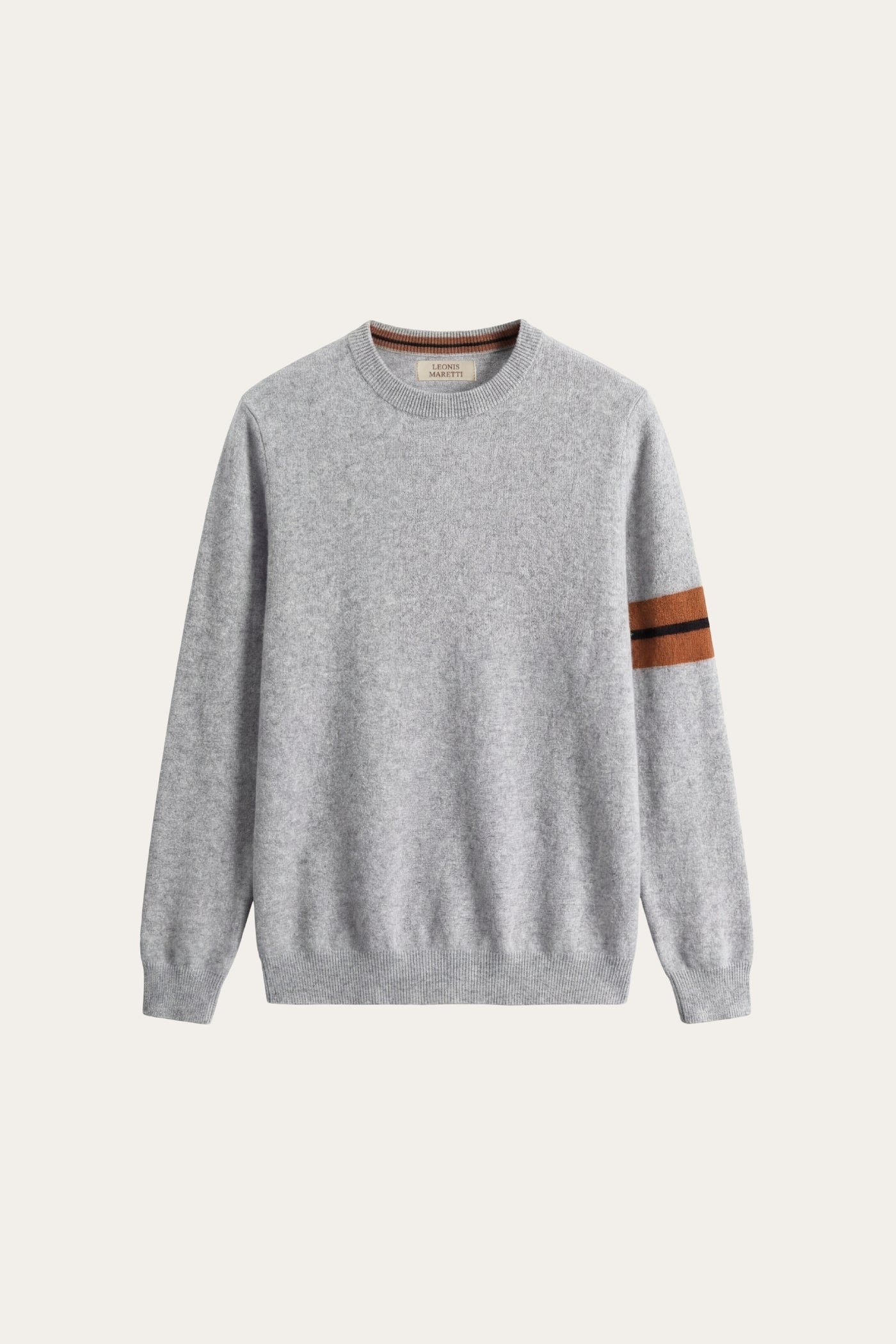 Bellucio™ | Maglione in Cashmere a Collo Giro Light Grey