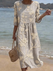 Annita | Abito Midi Ricamato da Giardino