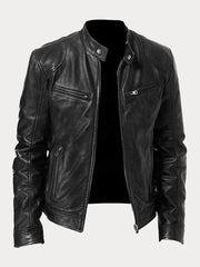 Enzo | Giacca in vera pelle nera – stile classico motociclista