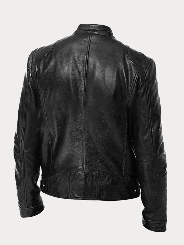 Enzo | Giacca in vera pelle nera – stile classico motociclista