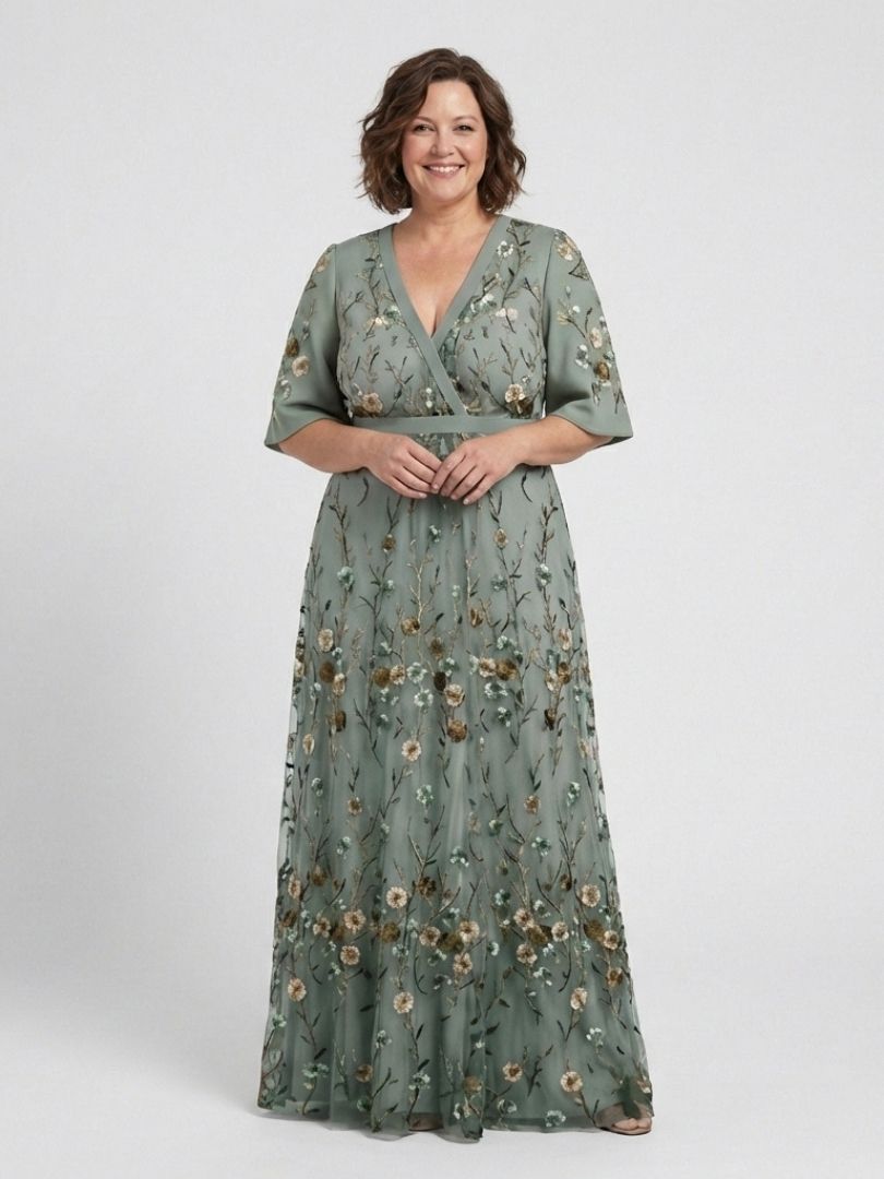 Bellucio™ | Vestito lungo di fiori con scollo a V