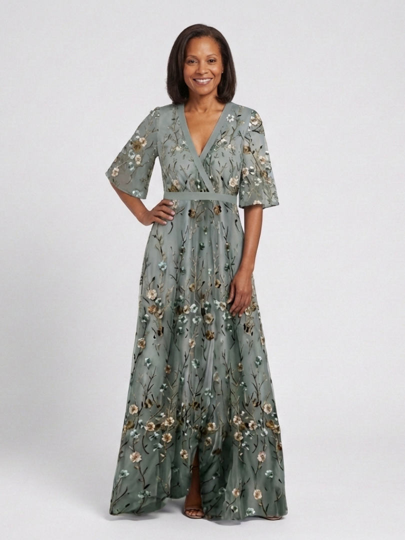Bellucio™ | Vestito lungo di fiori con scollo a V