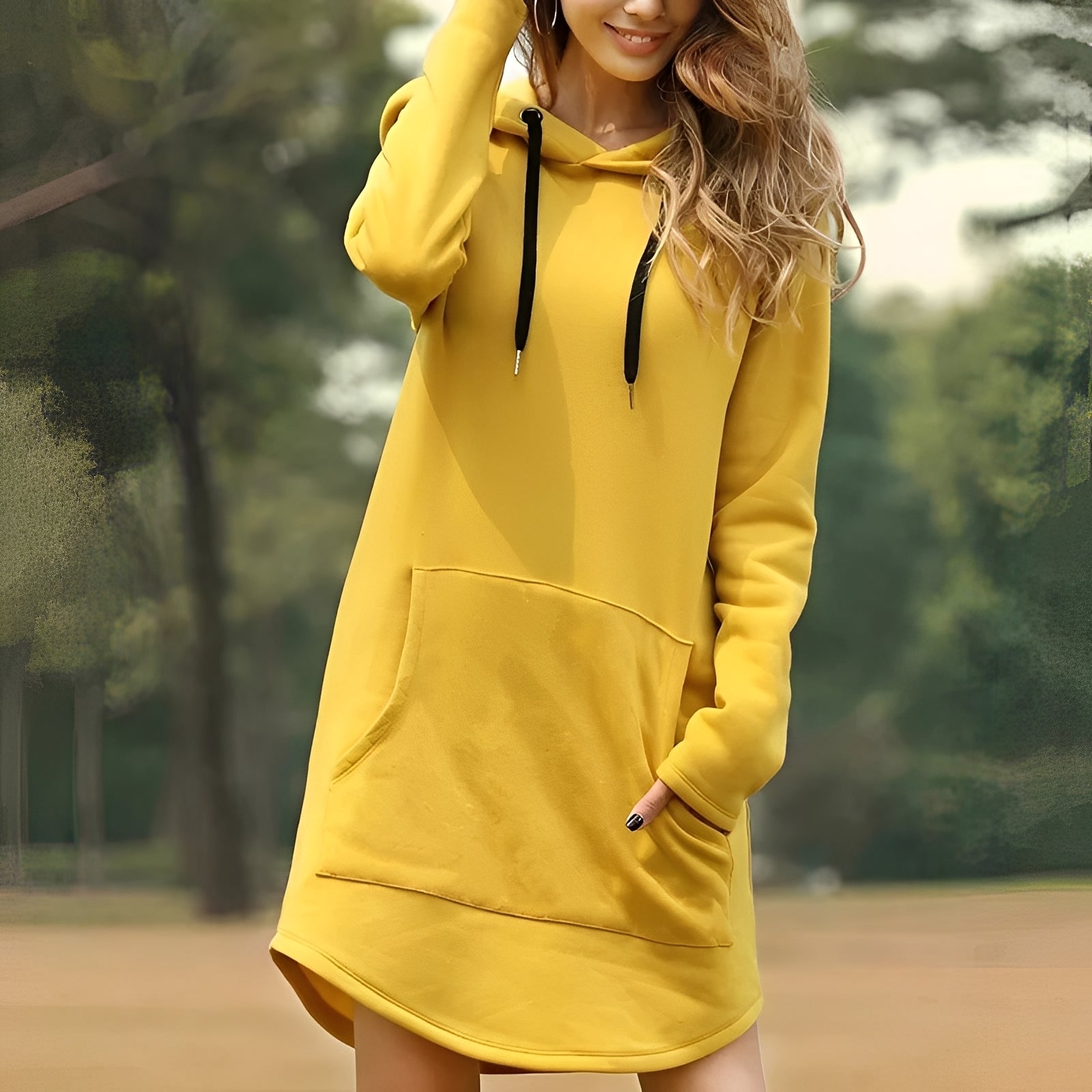 Lorraine - Abito lungo casuale con cappuccio per donne