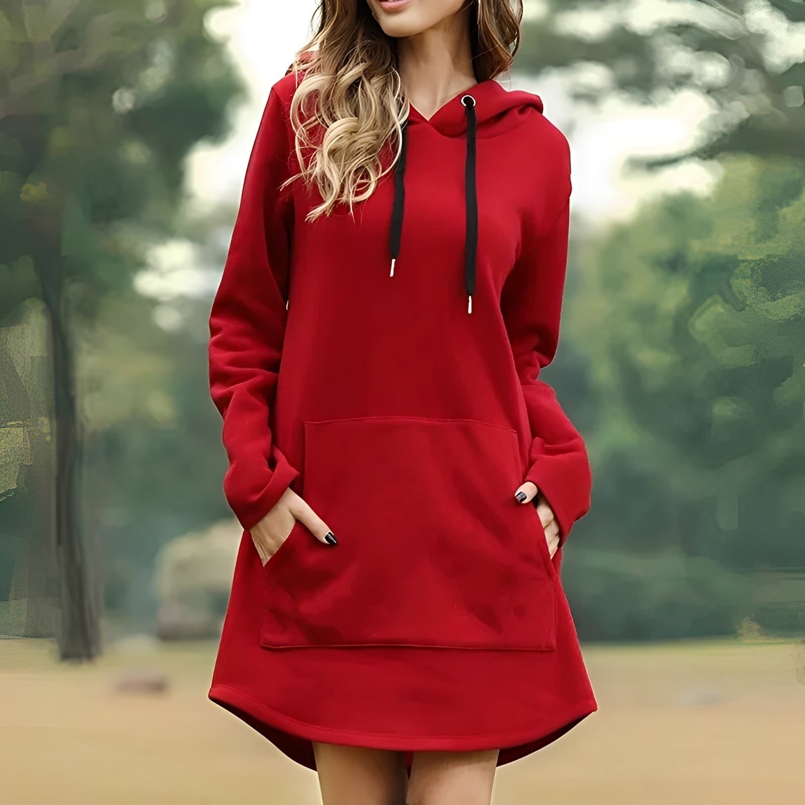 Lorraine - Abito lungo casuale con cappuccio per donne