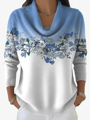 Tasnime | Maglione floreale sfumato con collo morbido